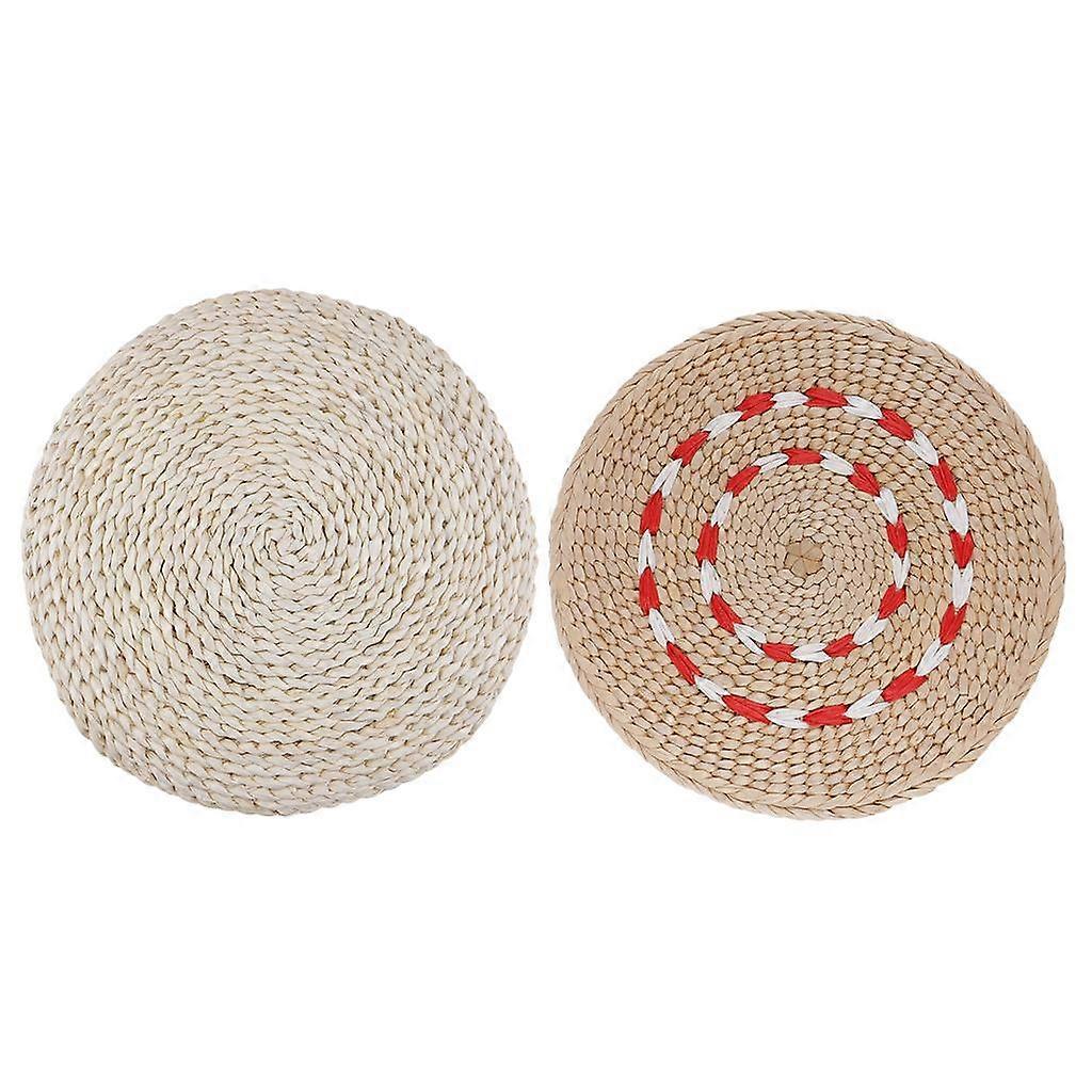 2pc 天然ストローラウンドプーフ畳クッション瞑想ヨガマットザフクッション