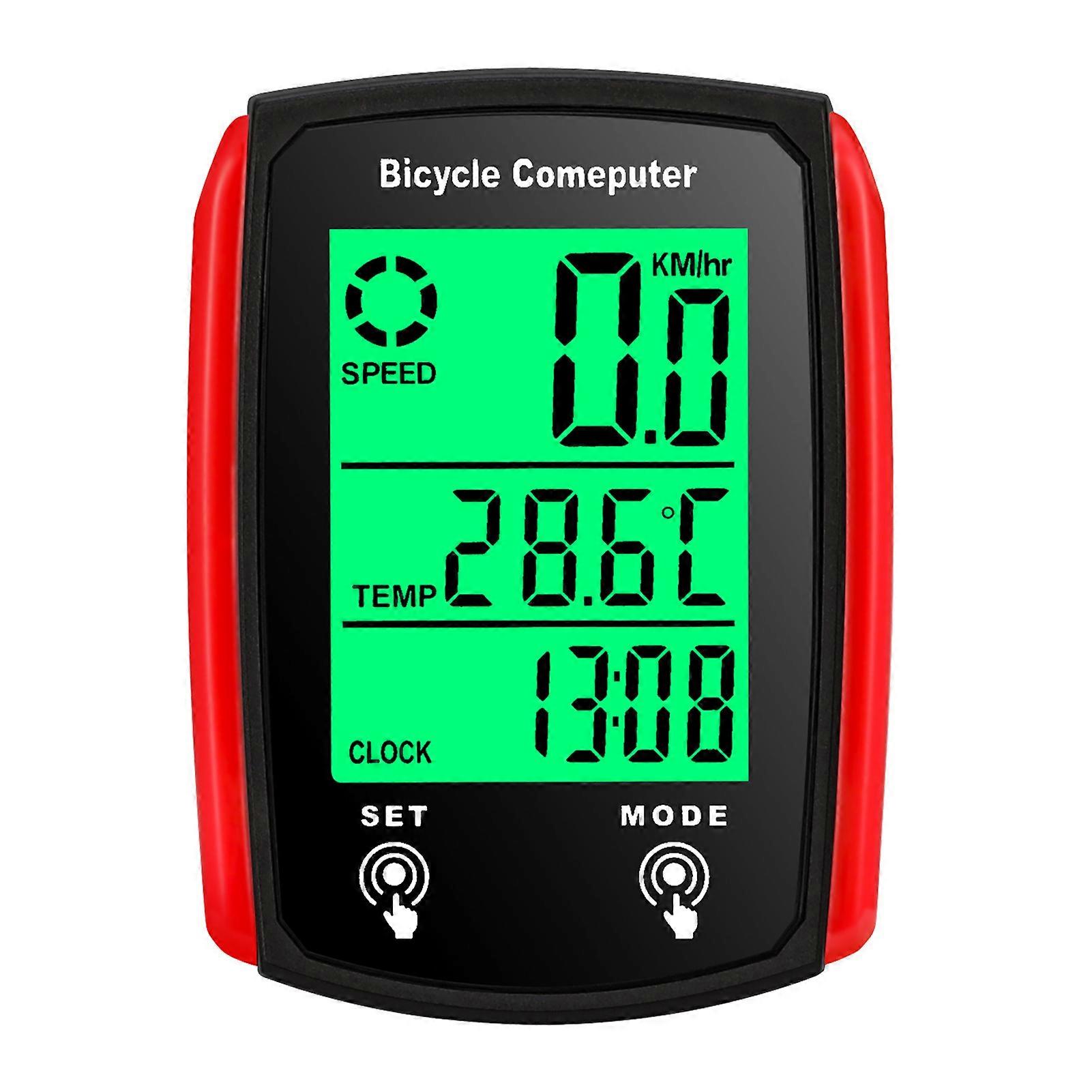 Wired Waterproof Bike Computer for Mountain & Road Bikes - 19 Functions LCD Speedometer Odometer for Outdoor Cycling