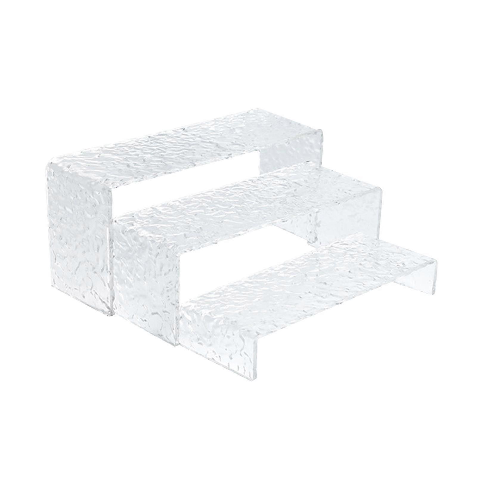 3x Acrylic Display Riser Tansparent Showcase Rectangular Acrylic Display Shelf