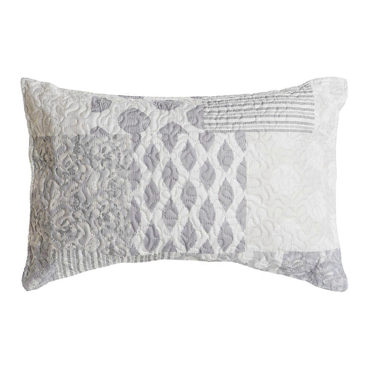 Cushion DKD Home Decor Beige Grey Polyester Patchwork 60 x 10 x 40 cm