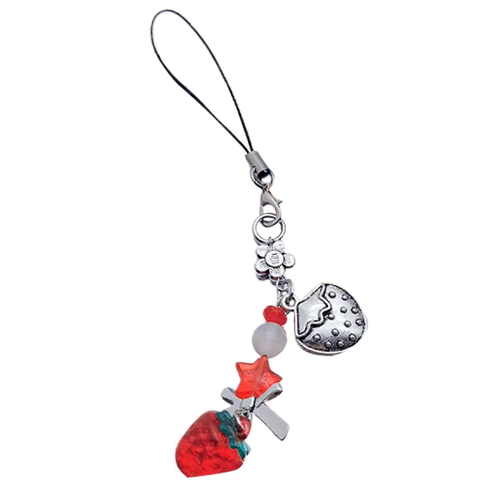 DIY Crystal Heart Phone Strap with Cute Bowknot and Wing Heart Phone Strap Keychain Backpack Pendant Keyring Ornament