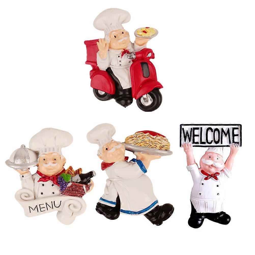 4PCS Resin Chef Fridge Magnet Creative Delicate Fridge Magnet Set