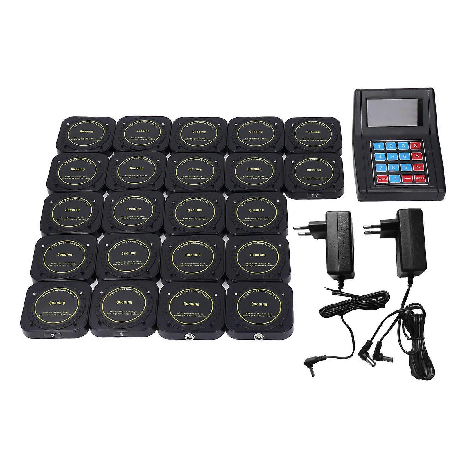 Restaurant Pager System 1 Transmitter 20 Receivers Wireless Calling System for Food Truck Bar Clinic EU Plug 100V‑240V