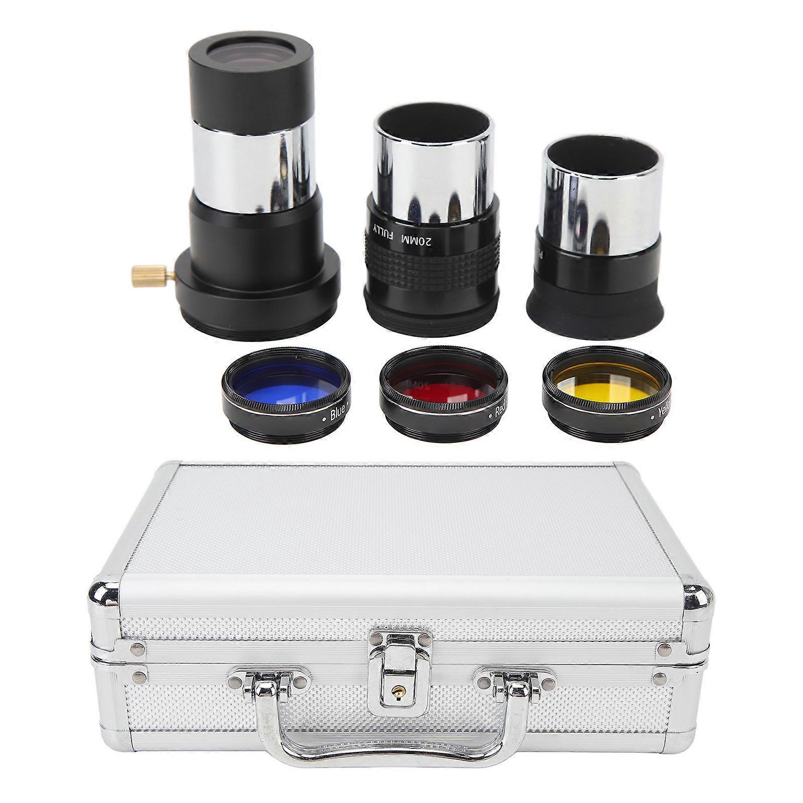 Complete Telescope Accessory Kit: PL Eyepieces, 2X Barlow Lens, Color Filters & Case