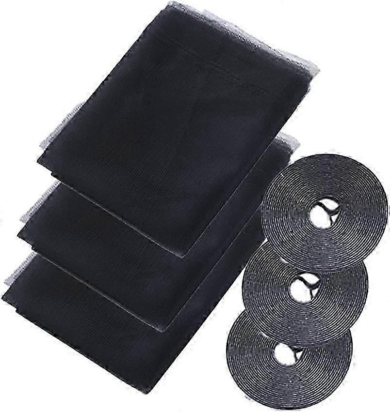 Window Screen Mosquito Netting,3 Pack Fly Screen Window DIY Self-Adhesive with 3 Rolls Hook Sticky Tape