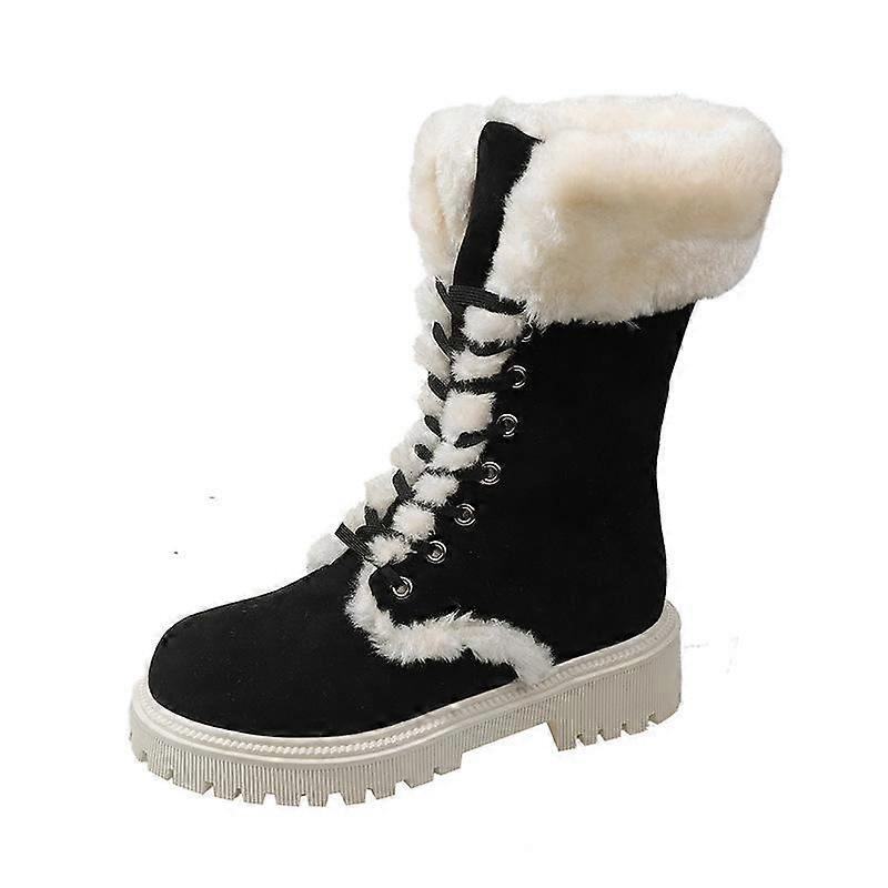 Autumn and Winter Footwear Snow Boots Women Retro Thick Soled Plus Velvet Warm Long Tube.