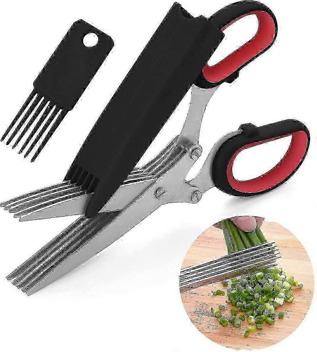 Kitchen Scissors,herb Scissors Multipurpose With 5 Blades And Cover,herb Cutter compatible Salad Basil Parsley Cilantro-si xi