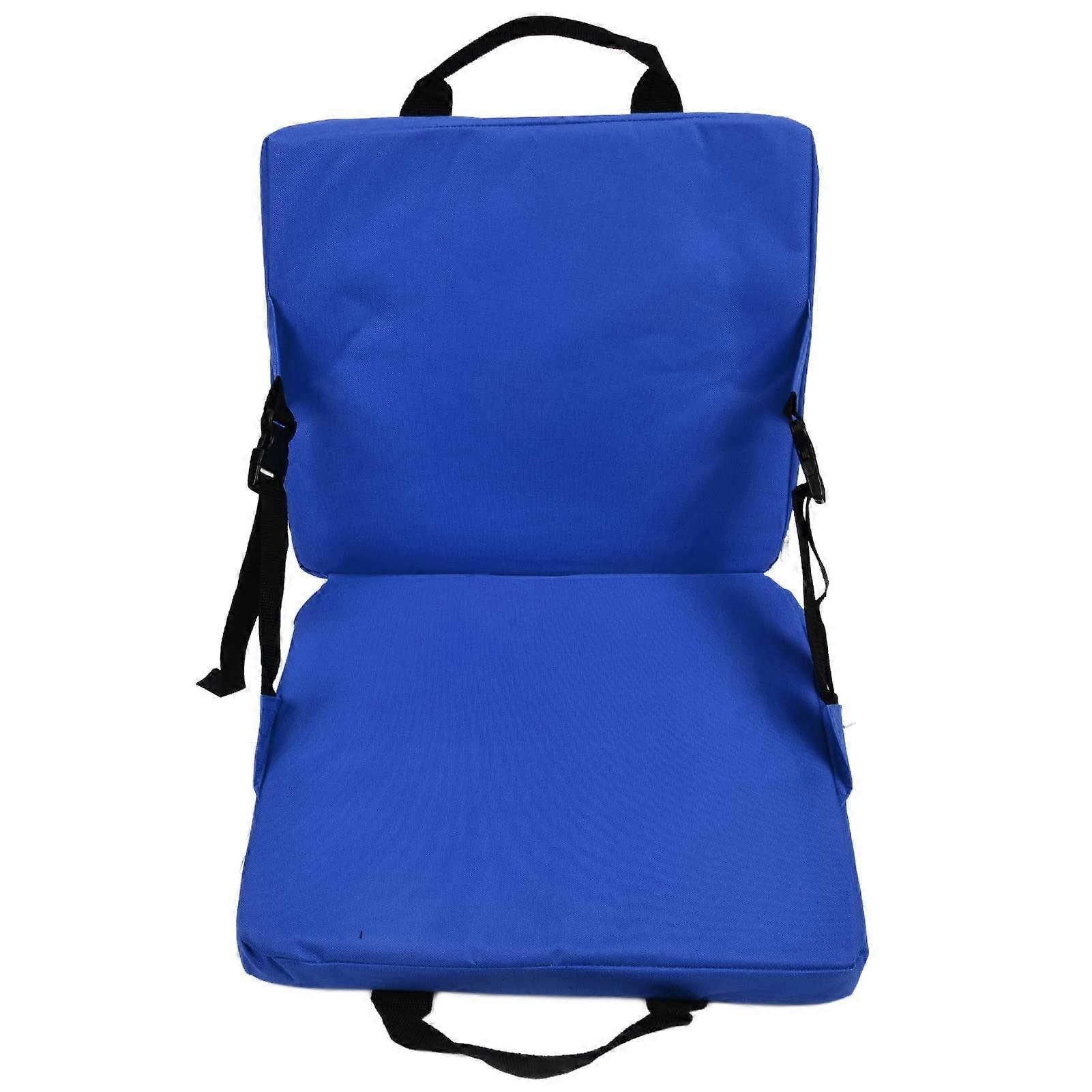 Outdoor Seat Cushion with Foldable Backrest, NonSlip Lightweight Pad for Camping Hiking Office Blue