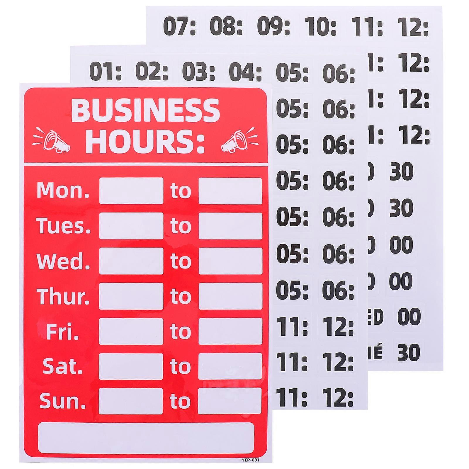 Retail Business Hours Indicator, Waterproof Sticker, Perfect for Daily Use
