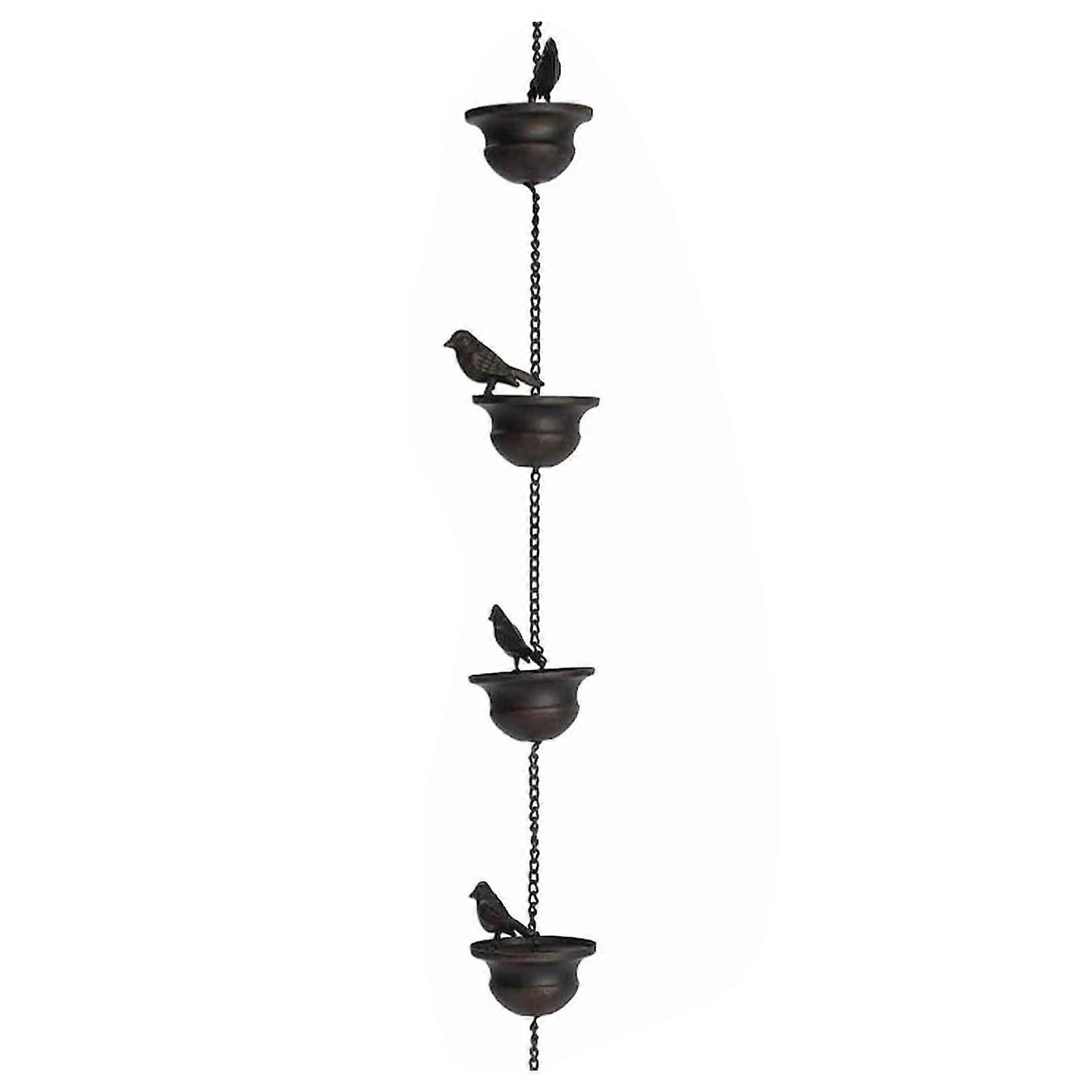 Birds On Cups Rain Chain for Rain Functional Decorative Replacement Downpipe Chain for Outdoor Metal Rain Catcher Metal Rain Chain Ref: 5002