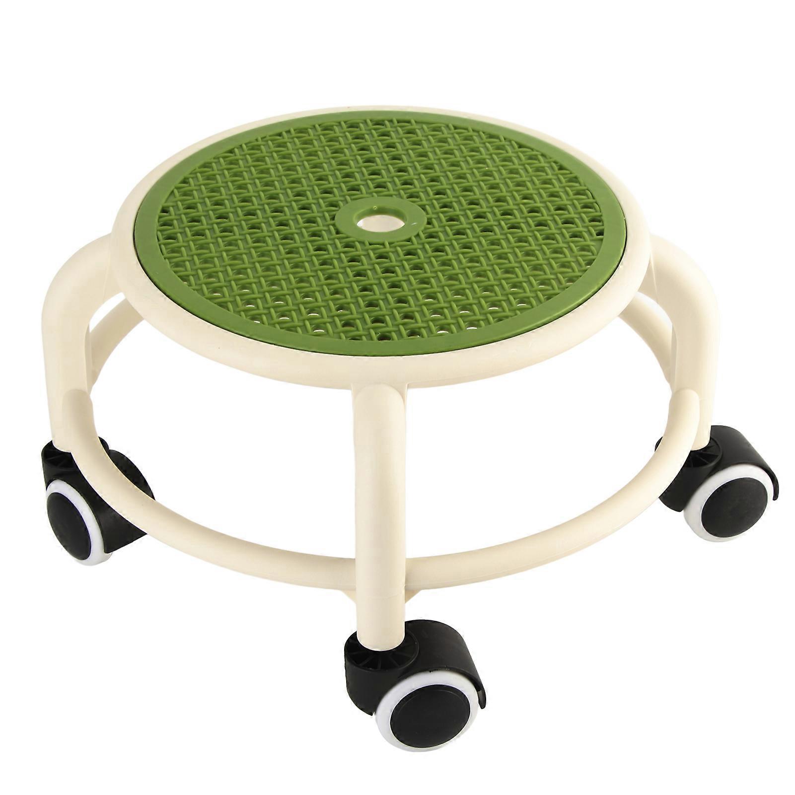 Rolling Low Stool with Universal Wheels, Movable Mini Round Stool High Weight Capacity Comfortable Seat for Home Use Green