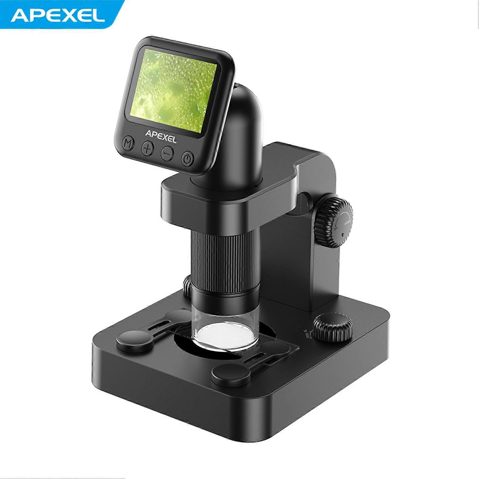 APEXEL MS003 Kids USB Digital Microscope with 2.0 Inch LCD Screen 20X-100X Magnification 2MP Photo 1080P Video Built-in Battery LED Lights with Adjus