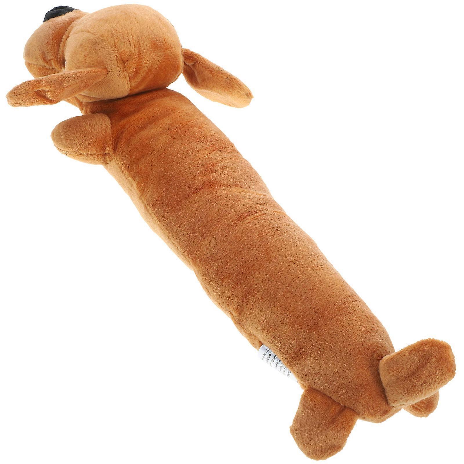 Pet Plush Toys Dog Chew Toys Puppy Cats Biting Sound Squeaky Toys Cartoon Sausage Dog Design Yellow