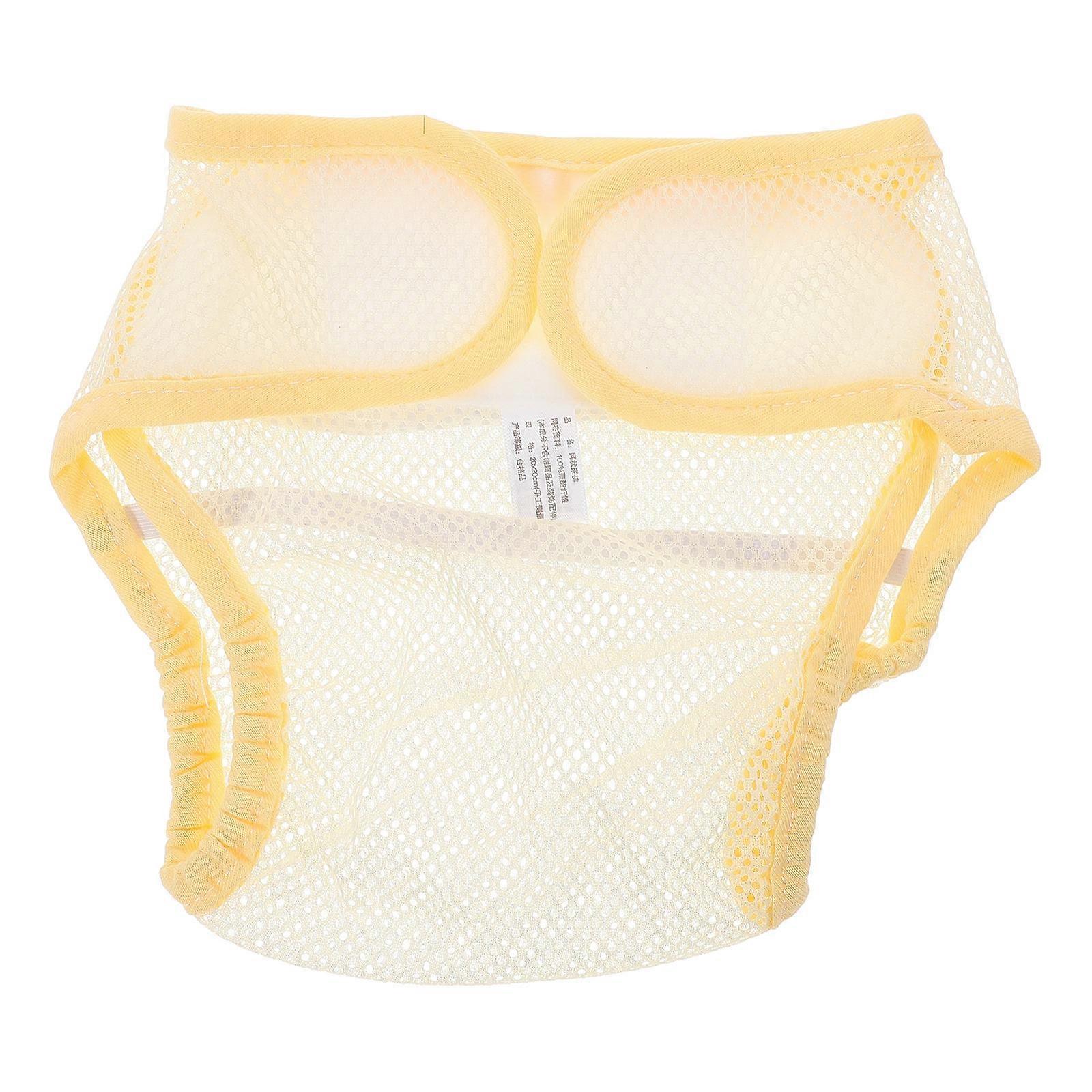 Washable Baby Nappies Reusable Breathable Mesh Diaper Cover For Infants Yellow M Size 1Set