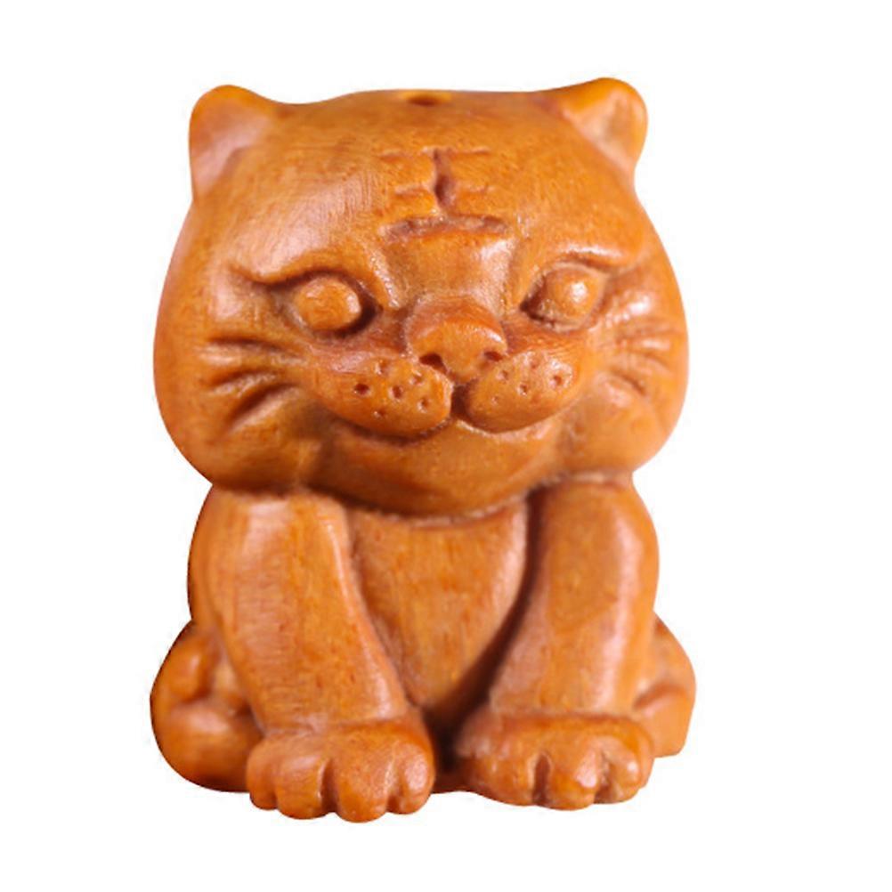 Key Chain Hanging Decor Tiger Shaped Charm Durable Wooden 2.3X2.7CM 1Pack