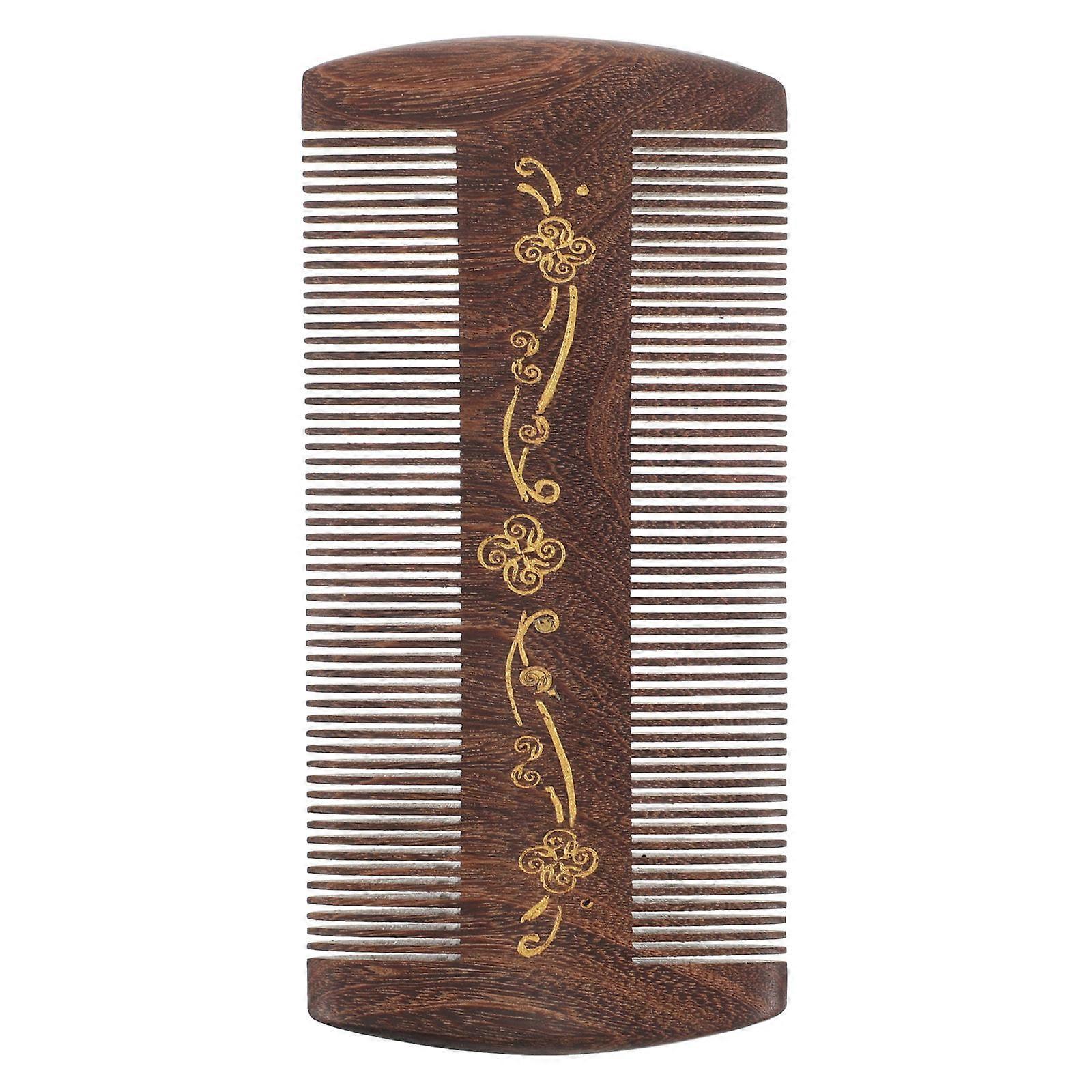 Peigne antipelliculaire en bois à dents fines en or pour les soins du cuir chevelu Dents de précision double face pour l’élimination et le coiffage en douceur des débris, toilettage des cheveux portable