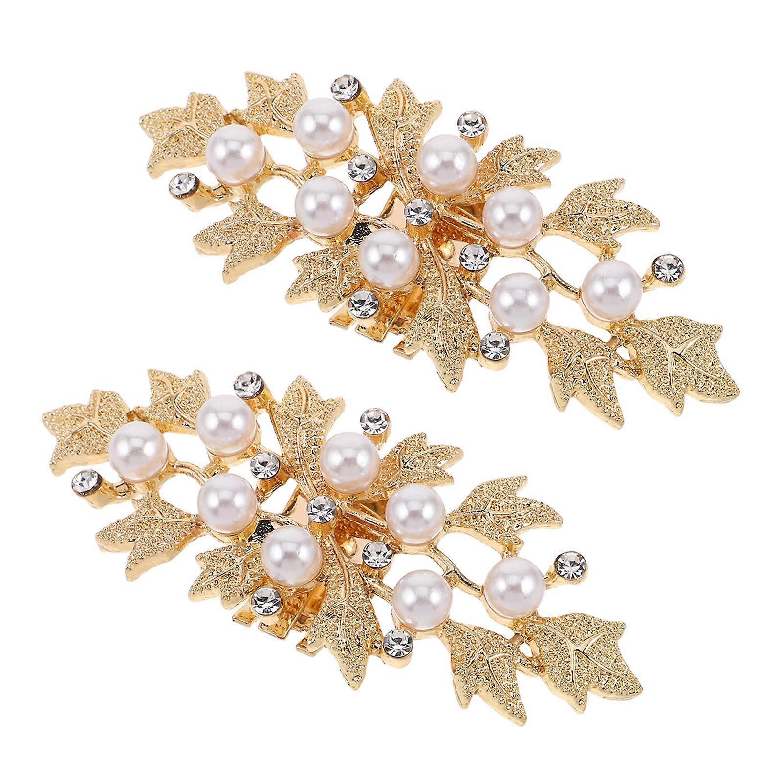 2pcs Detachable Rhinestone Shoe Clips with Faux Pearl Decorations – Stylish Accessories for High Heels, Bridal & Party Footwear, Instant Shoe