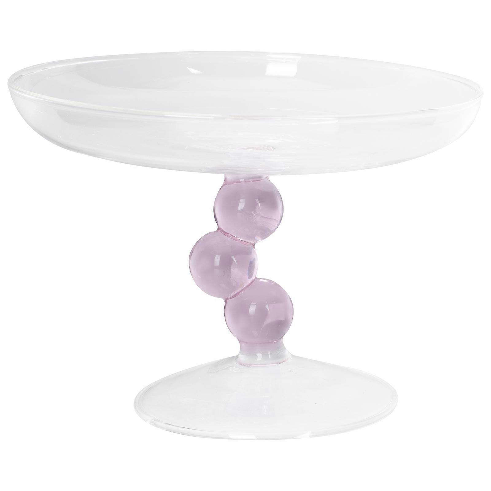 Footed Cake Plate Glass Snack Tray For Home Gatherings Round Shape Simple Style 1Set