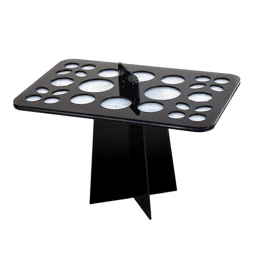 Makeup Brush Drying Stand Organize Brushes Rectangle Shape Black Acrylic 1Pack