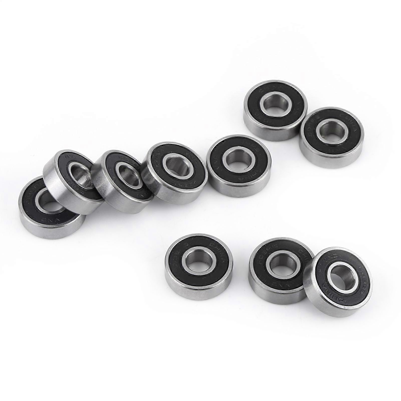 Lot de 10 roulements à billes 608-2RS, double face, scellés en caoutchouc noir, à gorge profonde