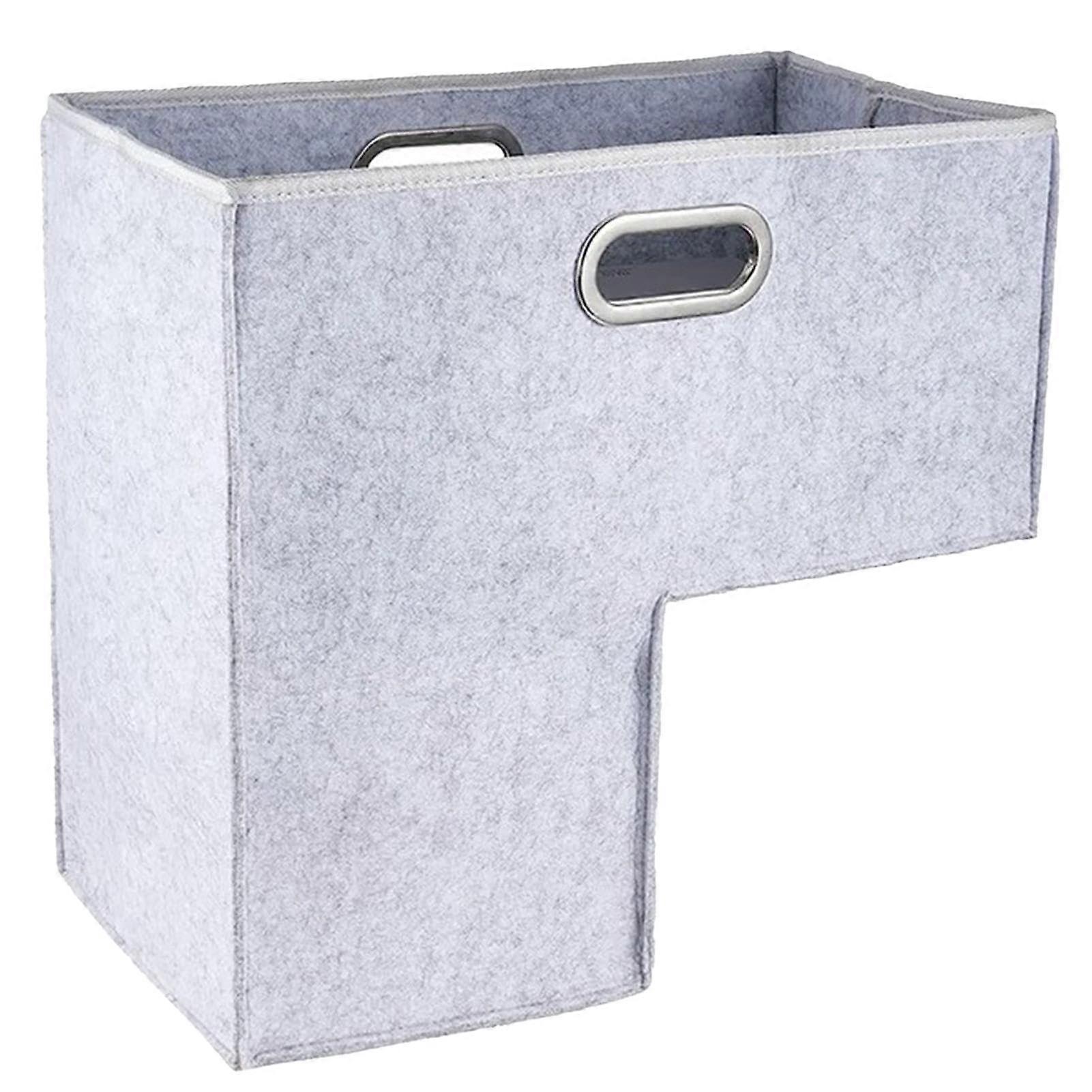 Stair Tread Basket Collapsible Felt Space-Saving Storage Organizer For Toys And Laundry Gray