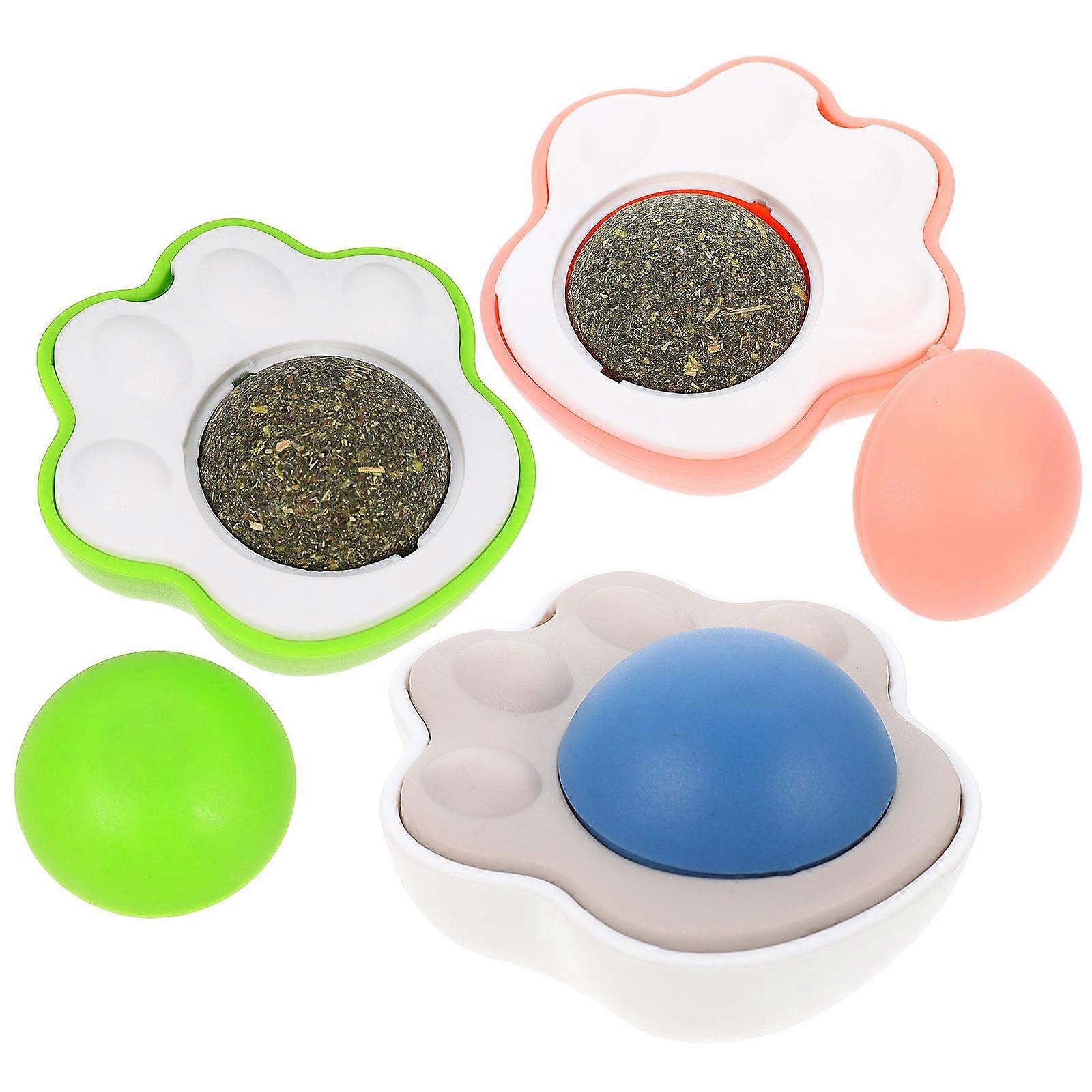 Interactive Kitten Toys Catnip Ball Care Freshen Breath 3Pack