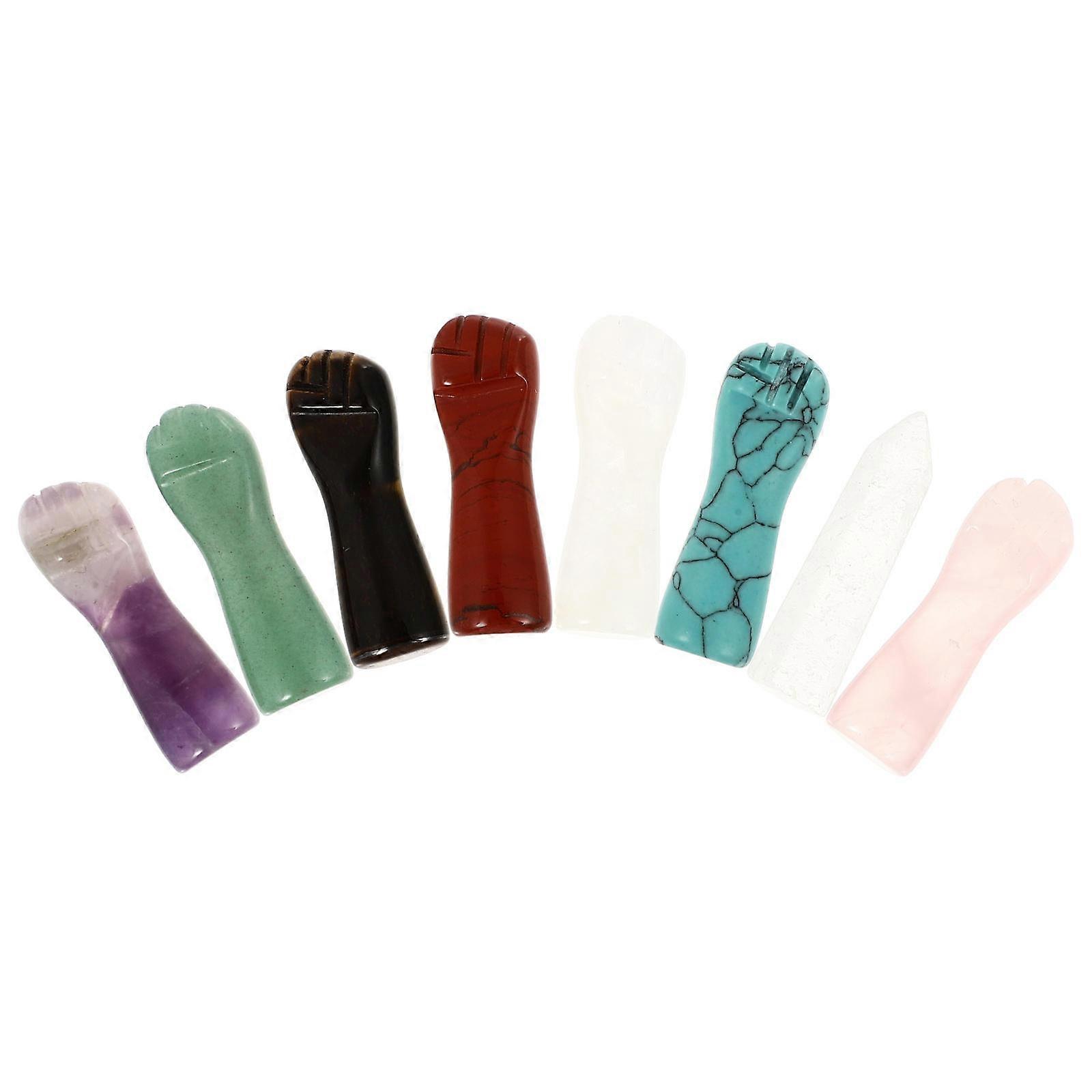 Fist Shaped Crystal Craft Crystal Column Decoration Relaxation Stone Ornaments Hexagonal 1.4×0.6×0.4in 1 Set