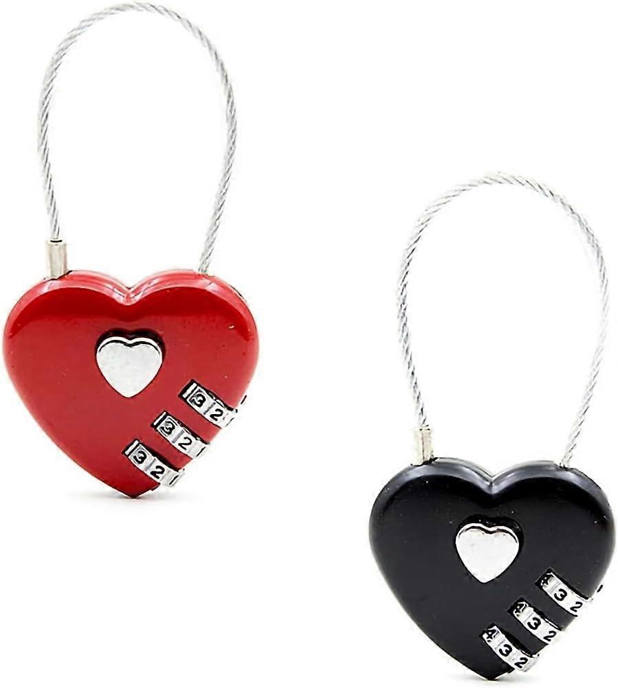 2 pieces heart shaped combination lock, small combination lock cable combination lock