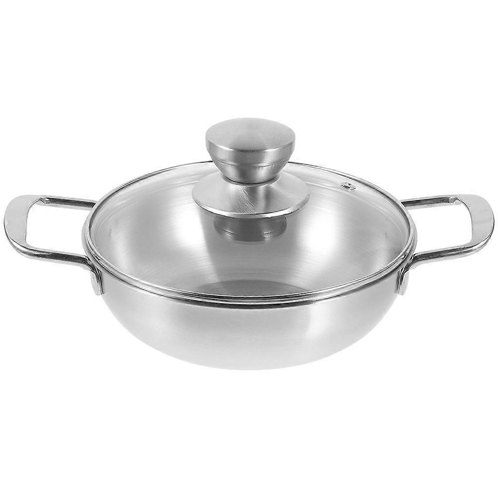 Double Handle Wok Round Bottom Wok Stainless Steel Pan For Camping Cooking 32.00X22.00X6.50CM Heat-Resistant 1Set