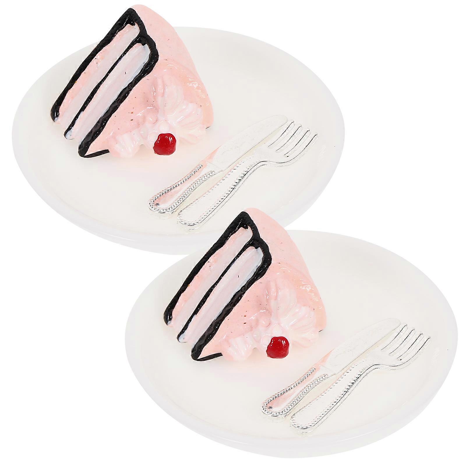 Miniature Dessert Model 2Sets Resin Realistic Detail Miniature Toy Model for Decoration