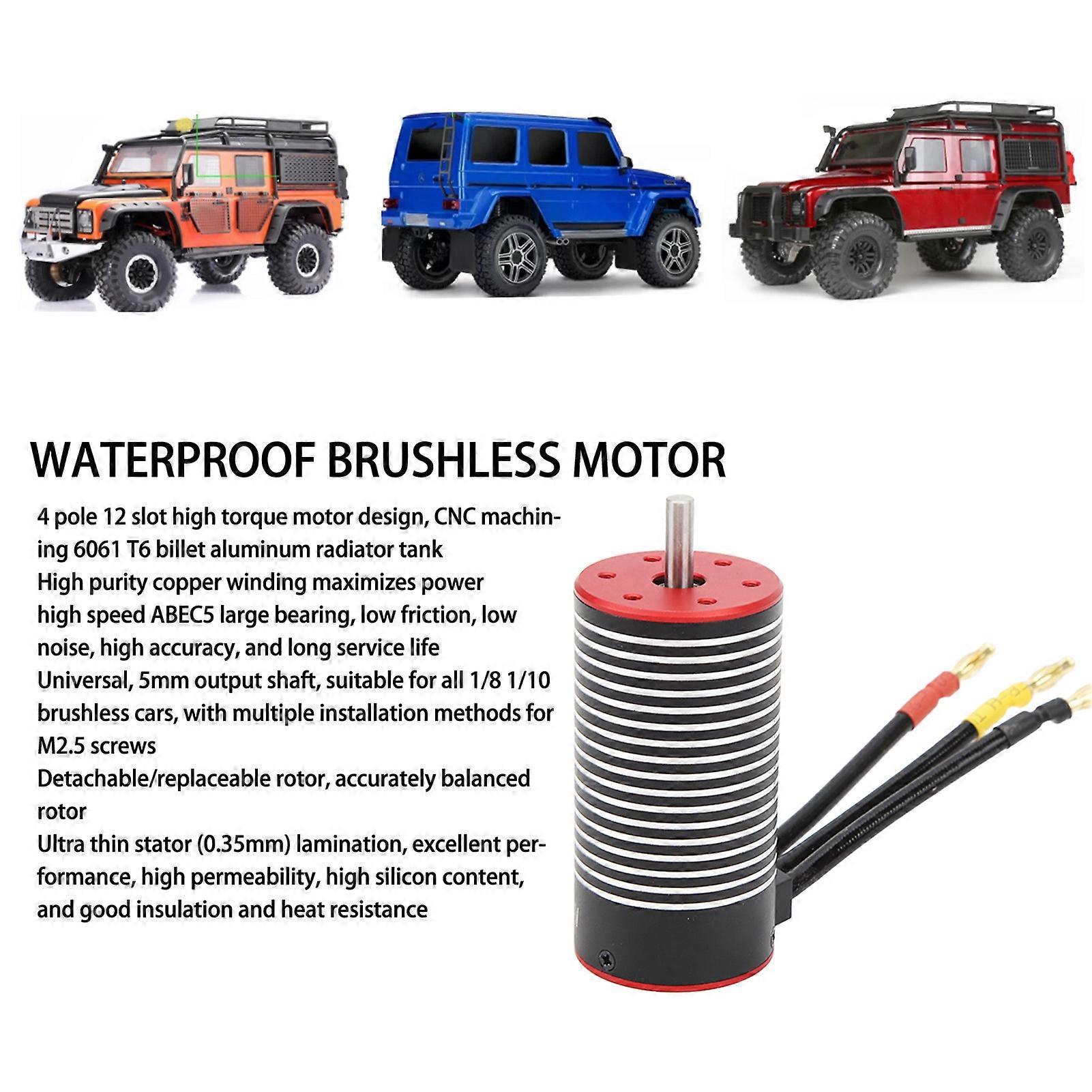 3670 Waterproof Brushless Motor for 1/8 1/10 RC Remote Control Car Upgrade Parts Accessories 2650KV