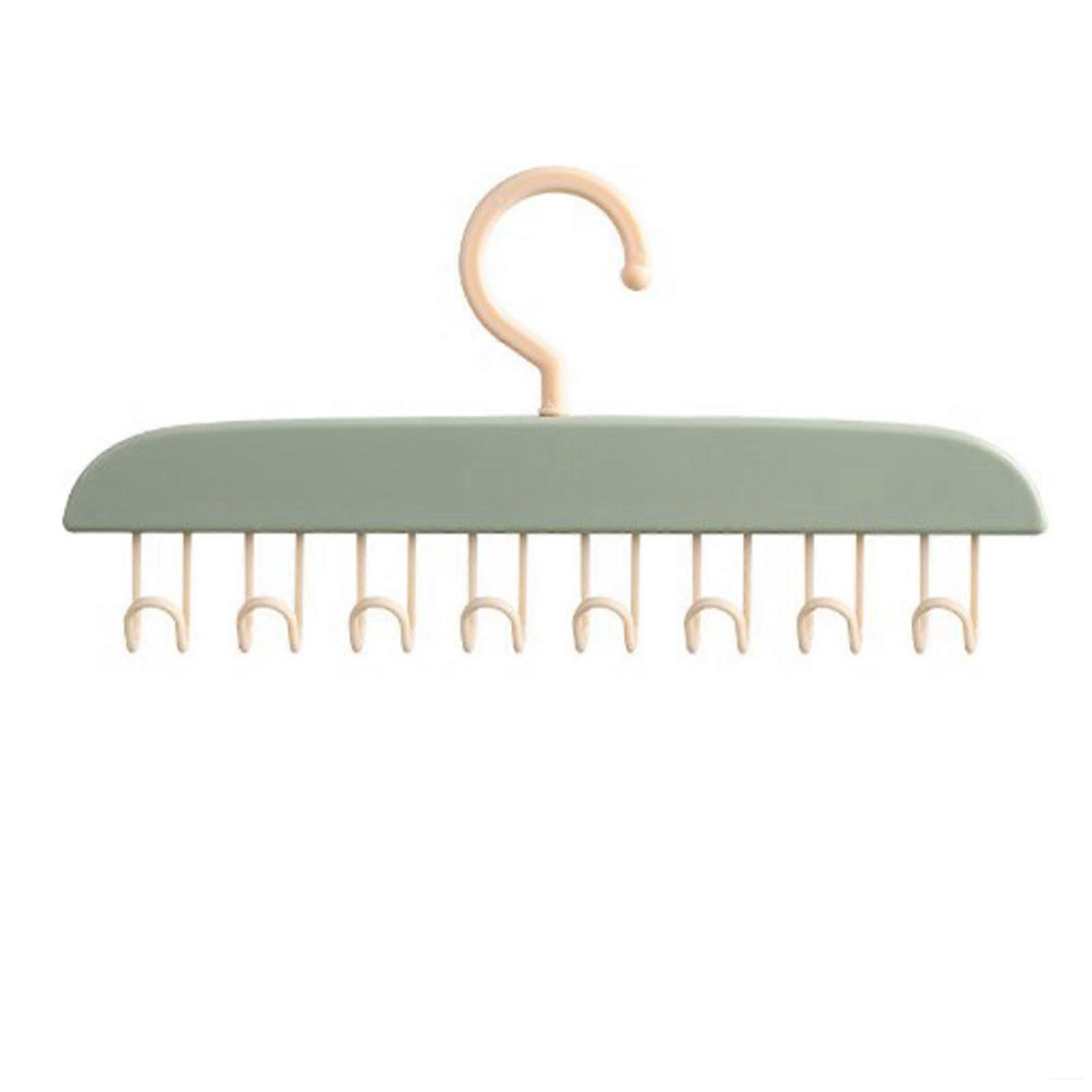 Upper hanger for wardrobe, bra organizer with hooks, spacesaving design (light green)
