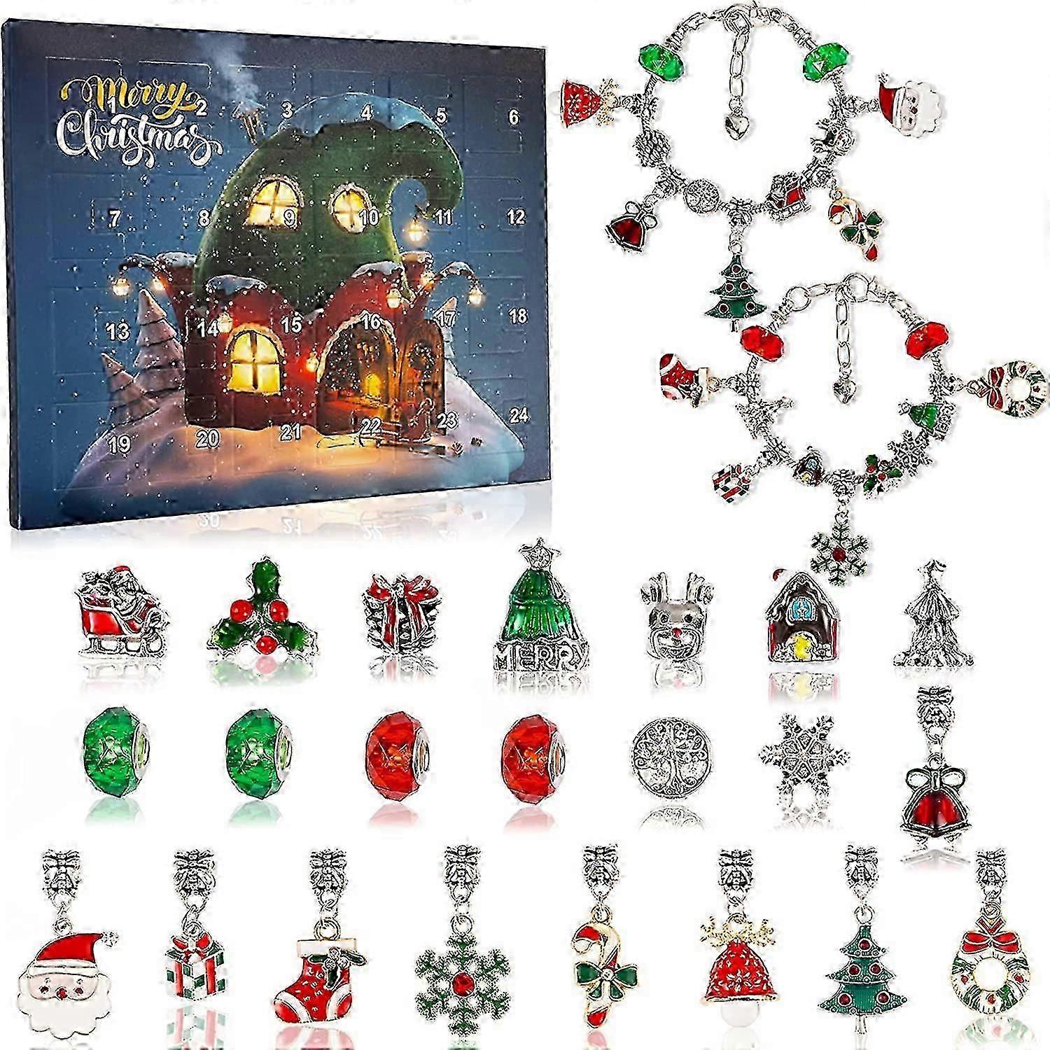 2023 New 24 Countdown Calendar Advent Surprise Blind Box Set Christmas Charms Bracelet Diy Creative Ornaments Child Gifts