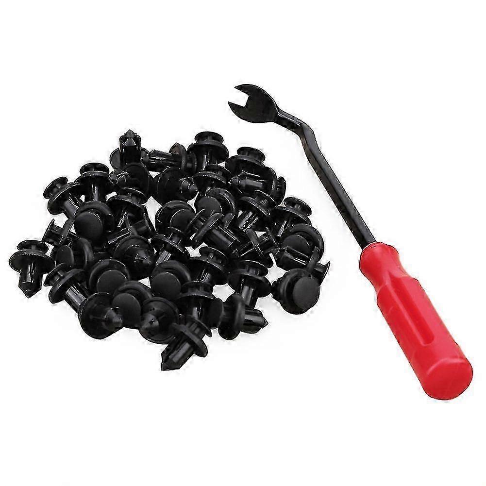 40pcs 10mm Push-type Plastic Bumper Fastener Clips Remove The Buckle Tool