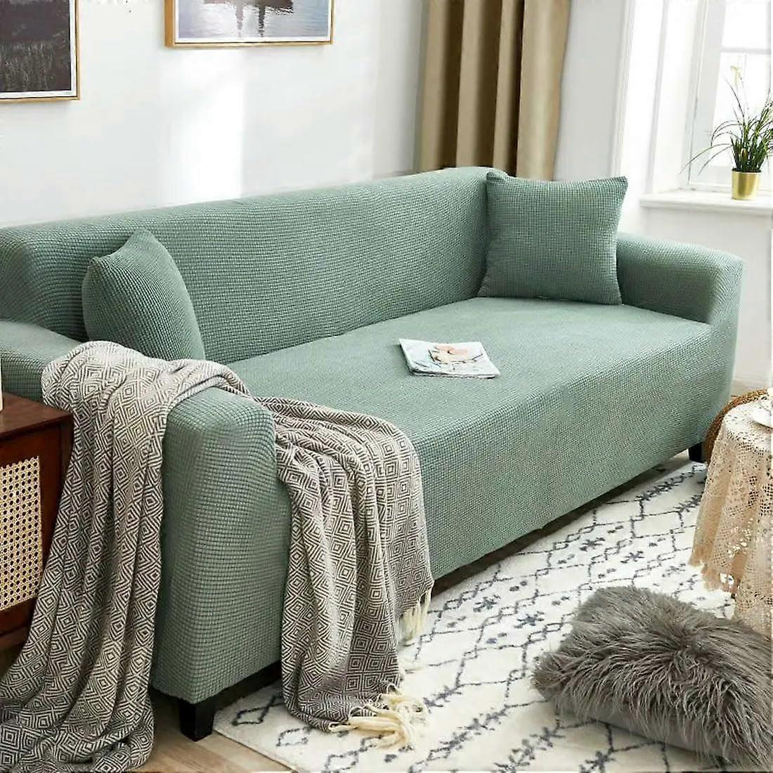 Adjustable Elastic Sofa Cover L Shape Stretch Slipcovers Cyan 4 Seater 230300cm