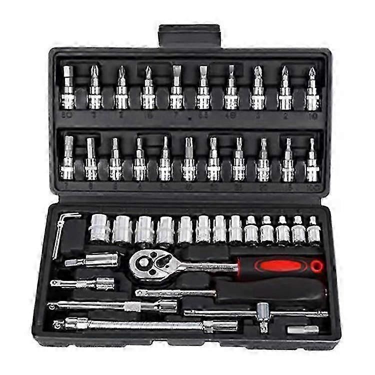 46Pcs Drive Socket Ratchet Wrench Set for Home and Auto Repair Tools
