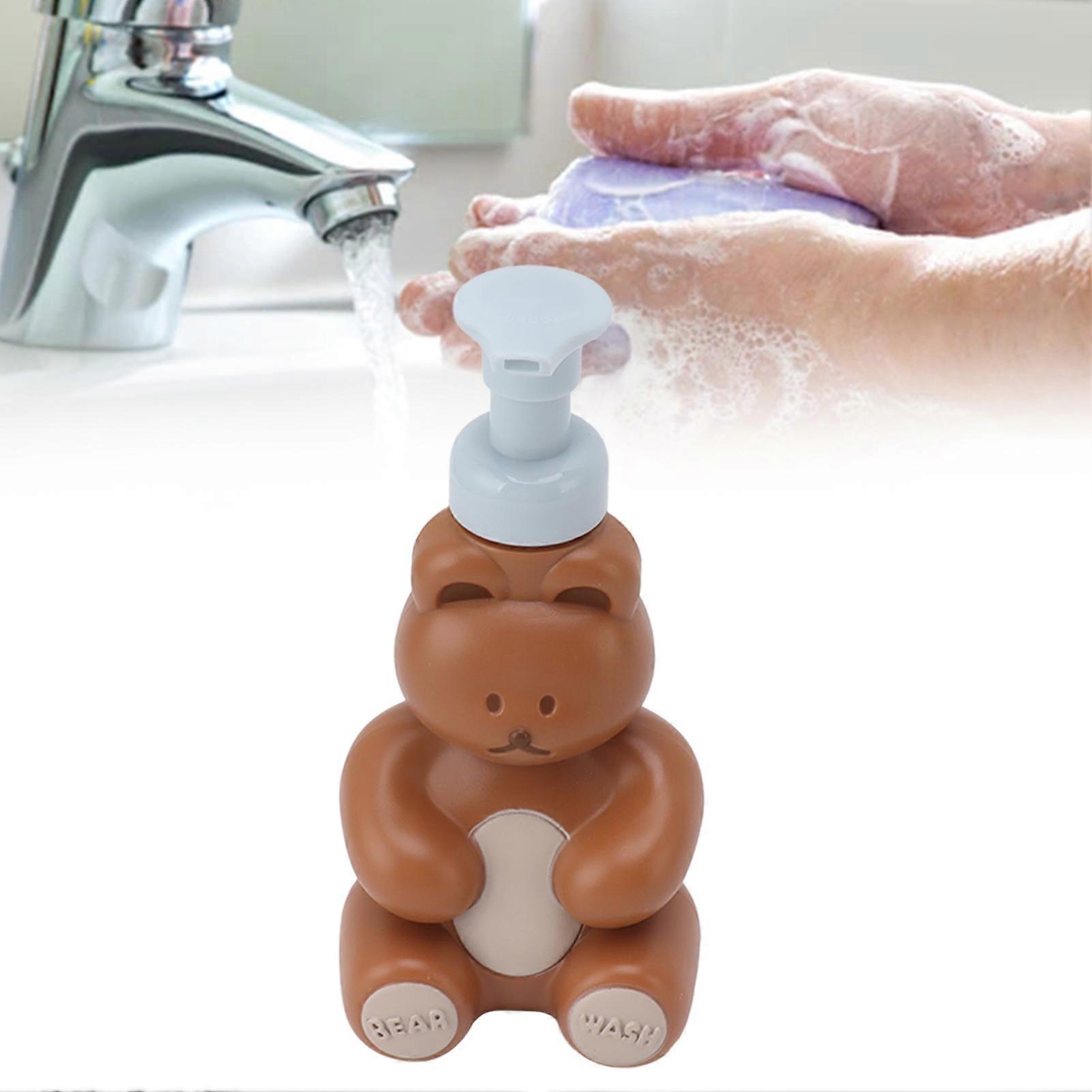 Cartoon Bear Shape 250ml Brown Hand Soap Pump Dispenser Bottle