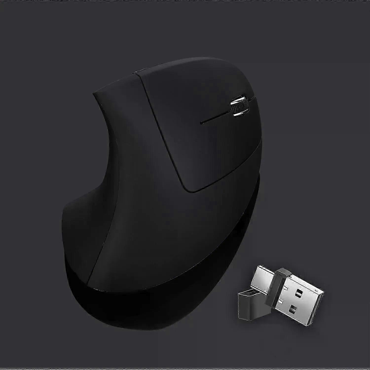 Wireless 2.4G Vertical Mouse Type-C USB Dual Ports Plug and Play DPI Adjustable Low Noise Button for Office Use