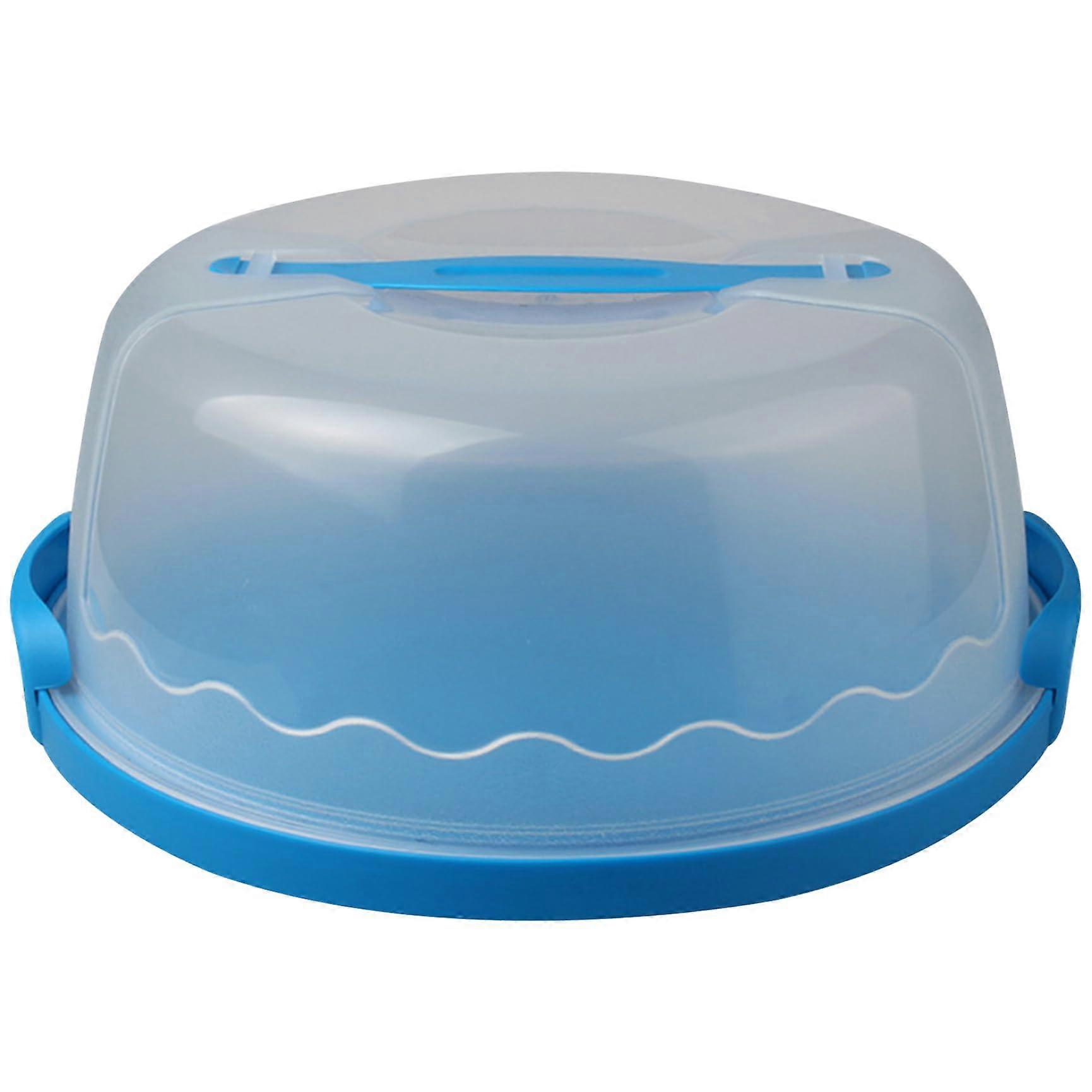 Cake Carrier 8-Inch Blue Bottom With Transparent Lid And Sturdy Lock Dishwasher Safe Reusable Portable Cupcake Carrier