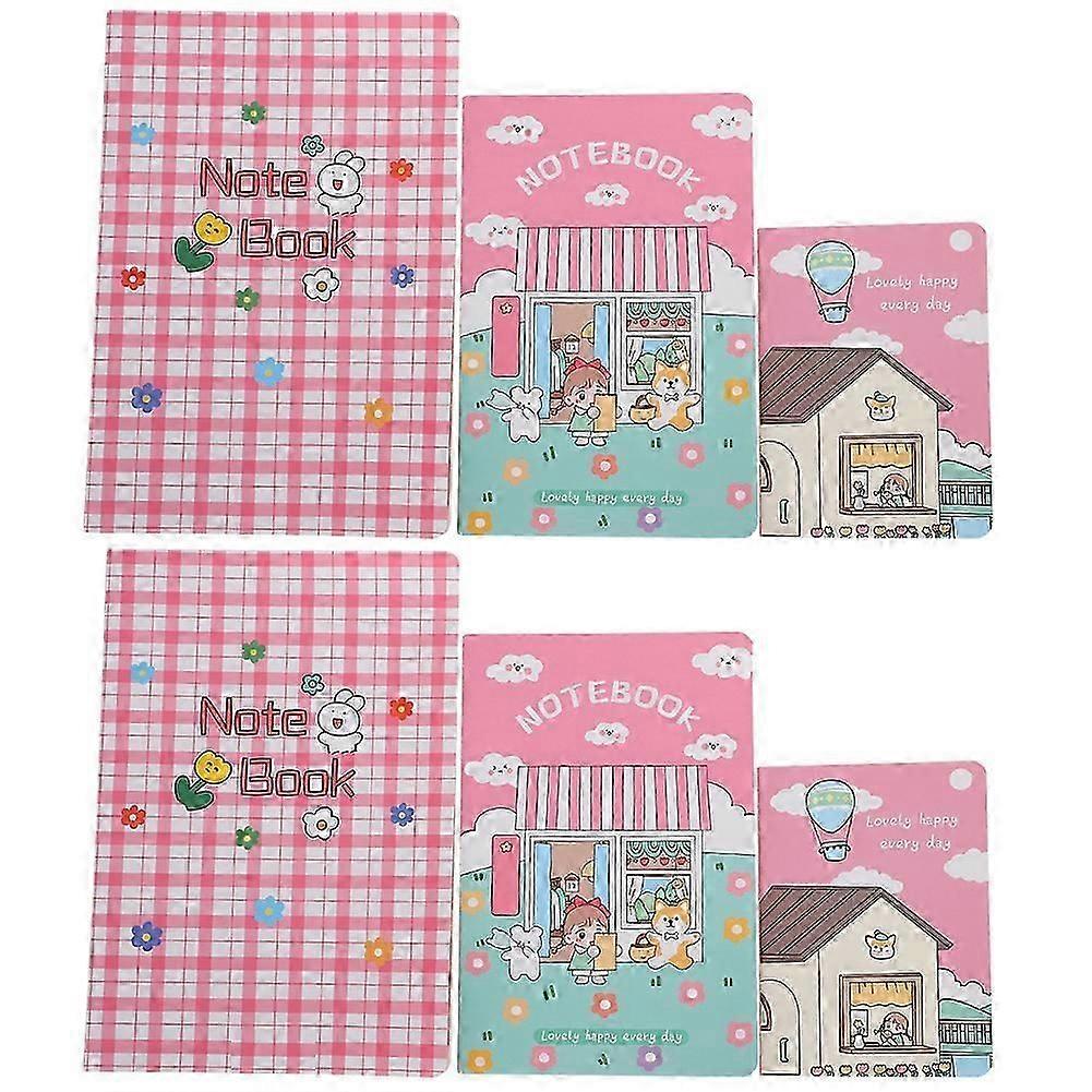 6Pcs Thread Notebook Paper Large Medium Small Set Students Study Memo Book School Stationery