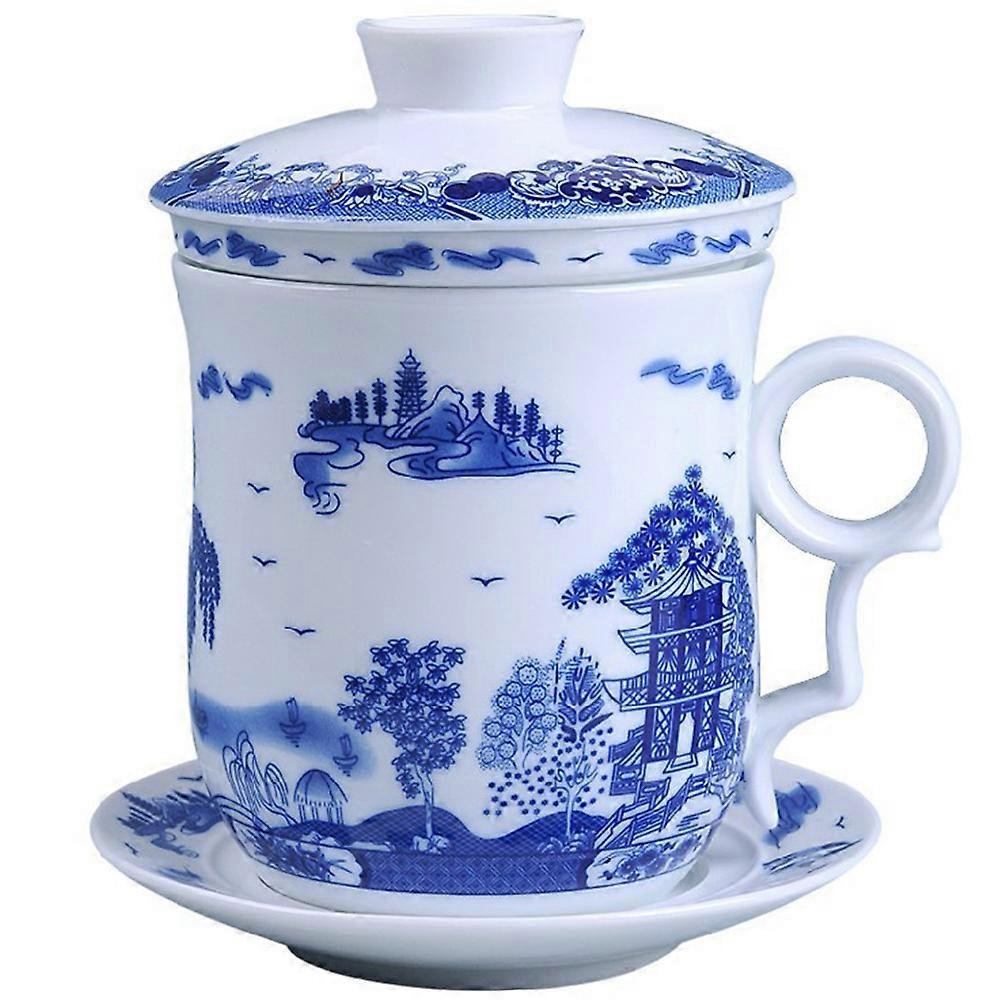 Chinese Porcelain Tea Cup Set with Lids – Compact Ceramic Teaware for Afternoon Tea, Portable Multi Use Design for Tea Lovers