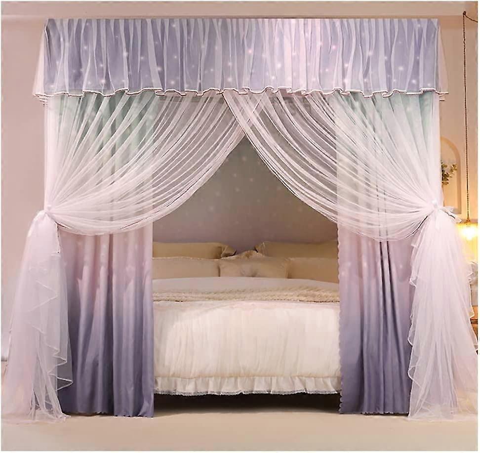 4corner bed canopy mosquito net for single and double beds, fourseason bed curtain (Style 6 180 x 200 x 200 cm)