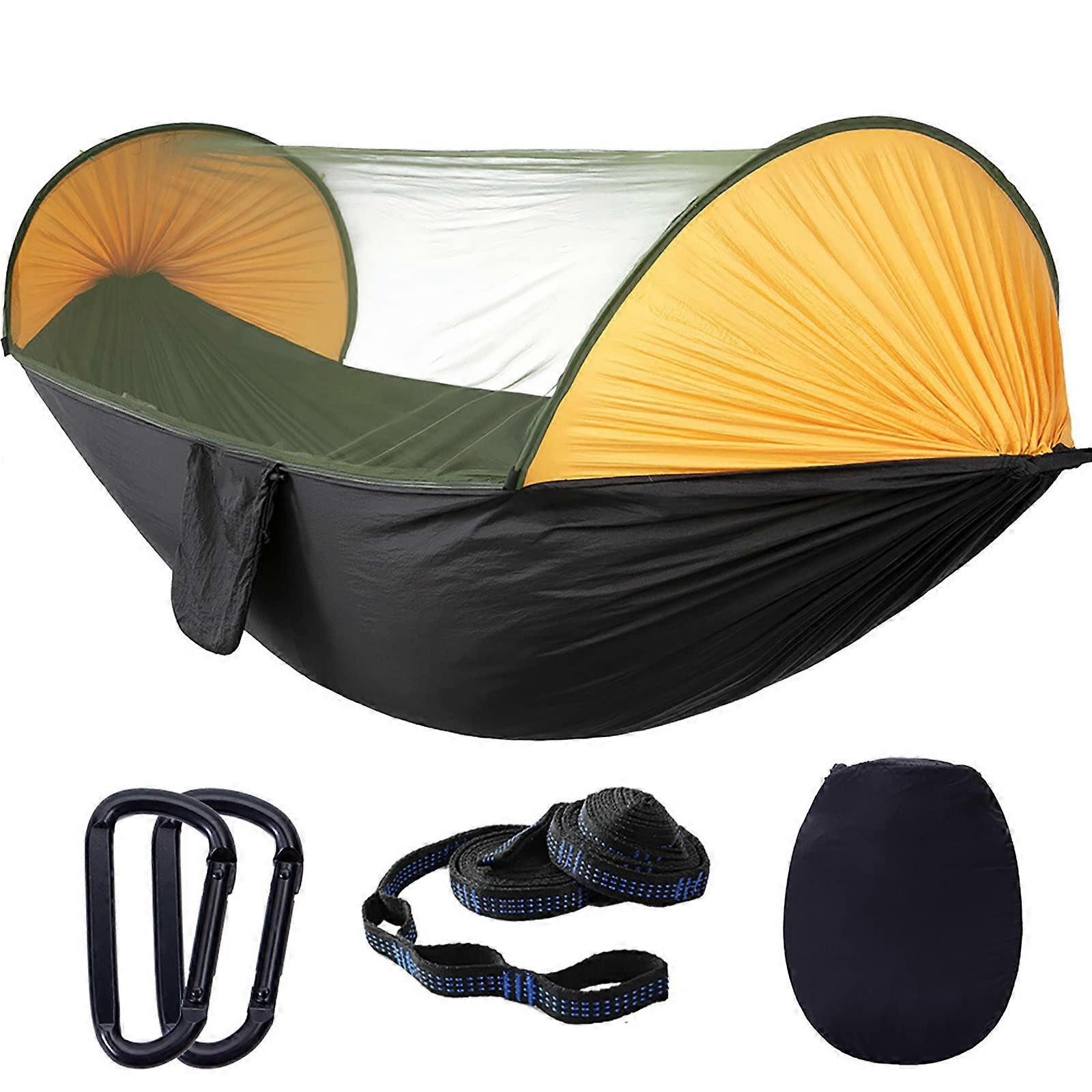 Hammock, camping, automatic quickrelease net, portable swing sleep hammock, double and single tree for backpacking, travel, beach