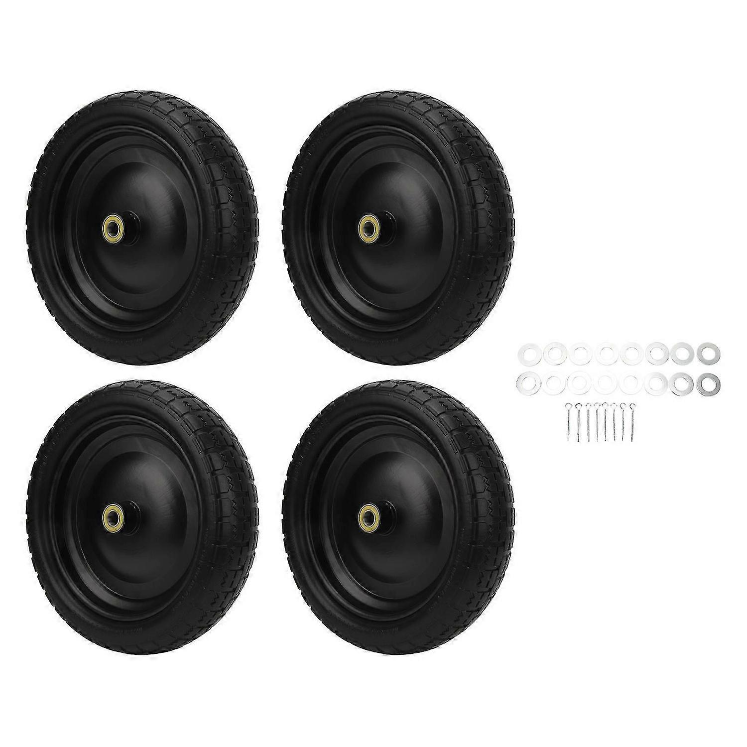 4Pcs Cart Tires 13in Solid Inflation Free Wear Resistant Polyurethane Replacement for Trolley