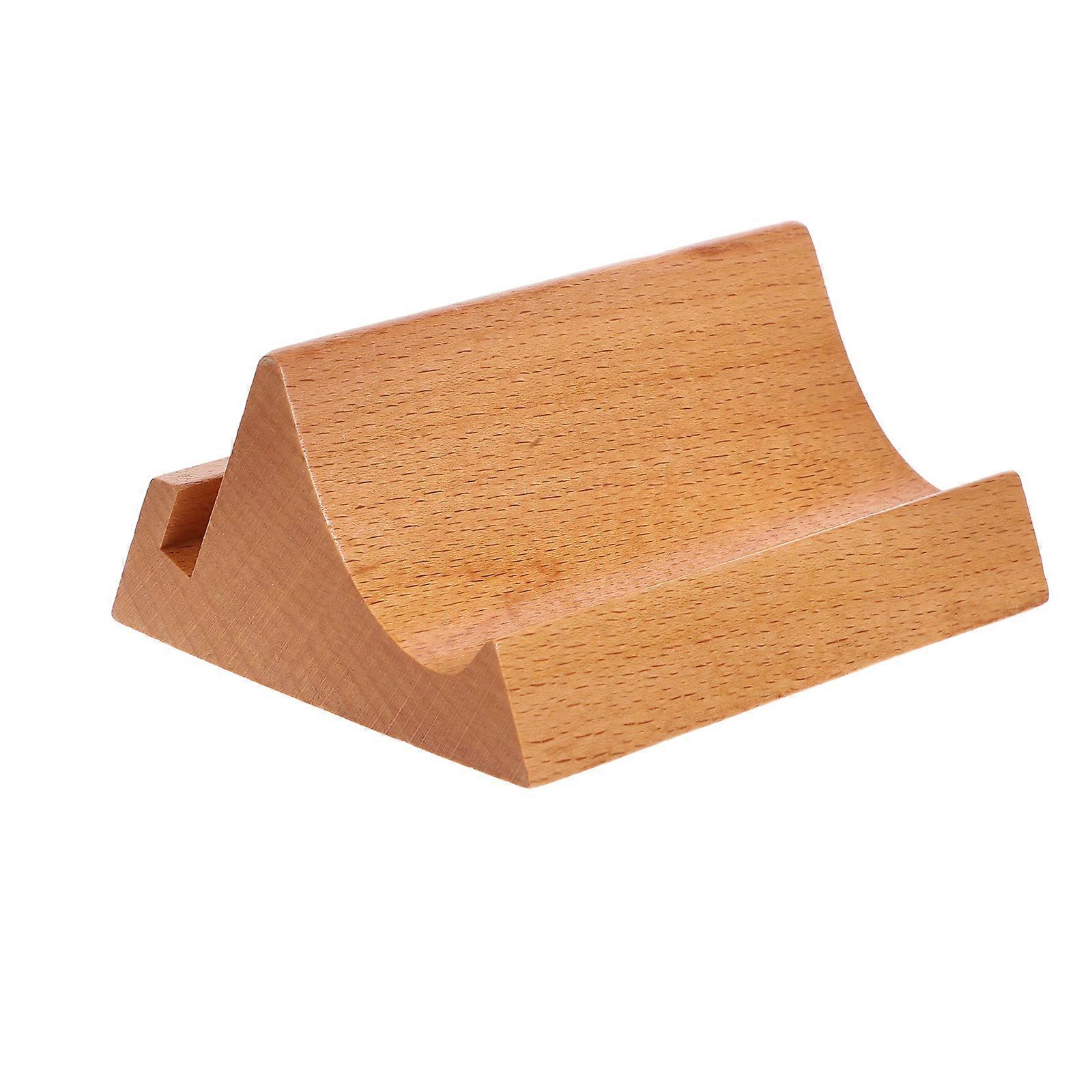 Wooden Base Calendar Holder Phone Stand Office Supply Beige 4.3x3.4x1.9in Multifunctional 1Pack
