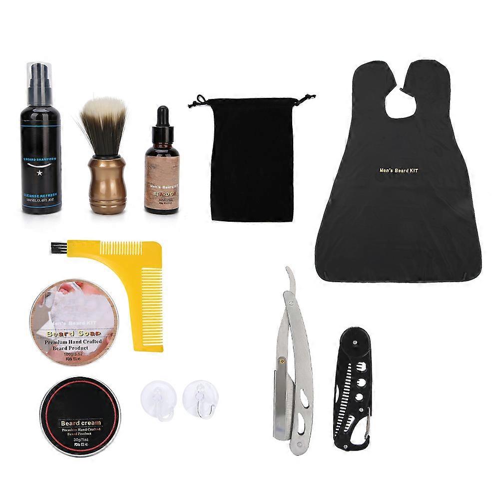 Beard Cream Oil Beard Shampoo Soap Brush Styling Comb Apron Shaver Grooming Kit