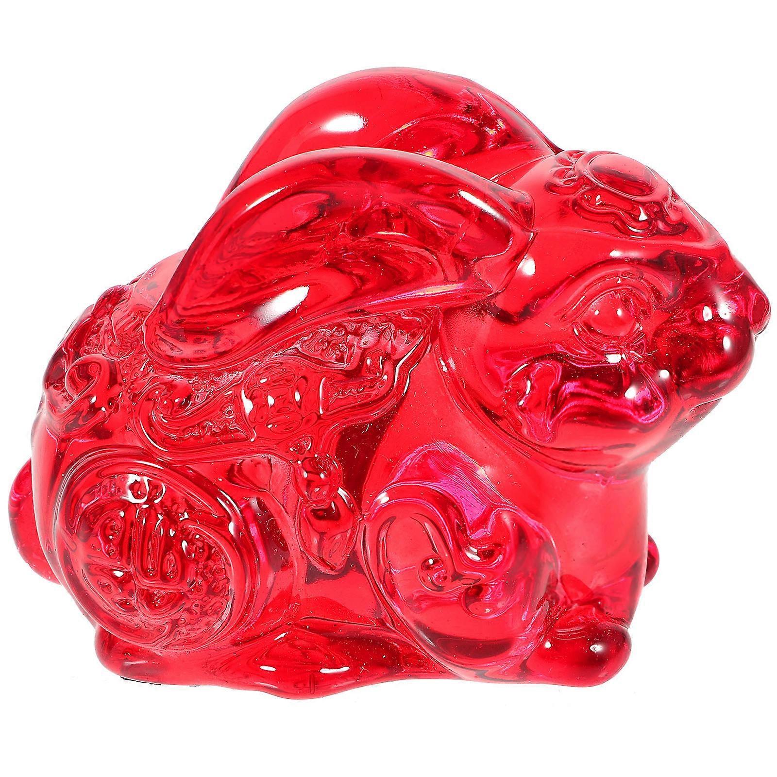 Zodiac Rabbit Figurine Crystal Statue Car Decoration Transparent 7x5x5cm 1Pcs