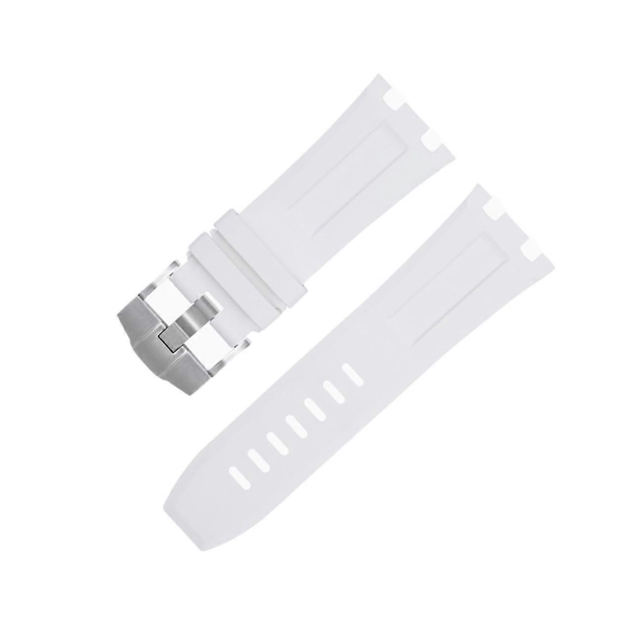 28mm Soft FKM Rubber Watch Band for Audemars Piguet 15710 15703 - White Color Replacement Strap Accessory