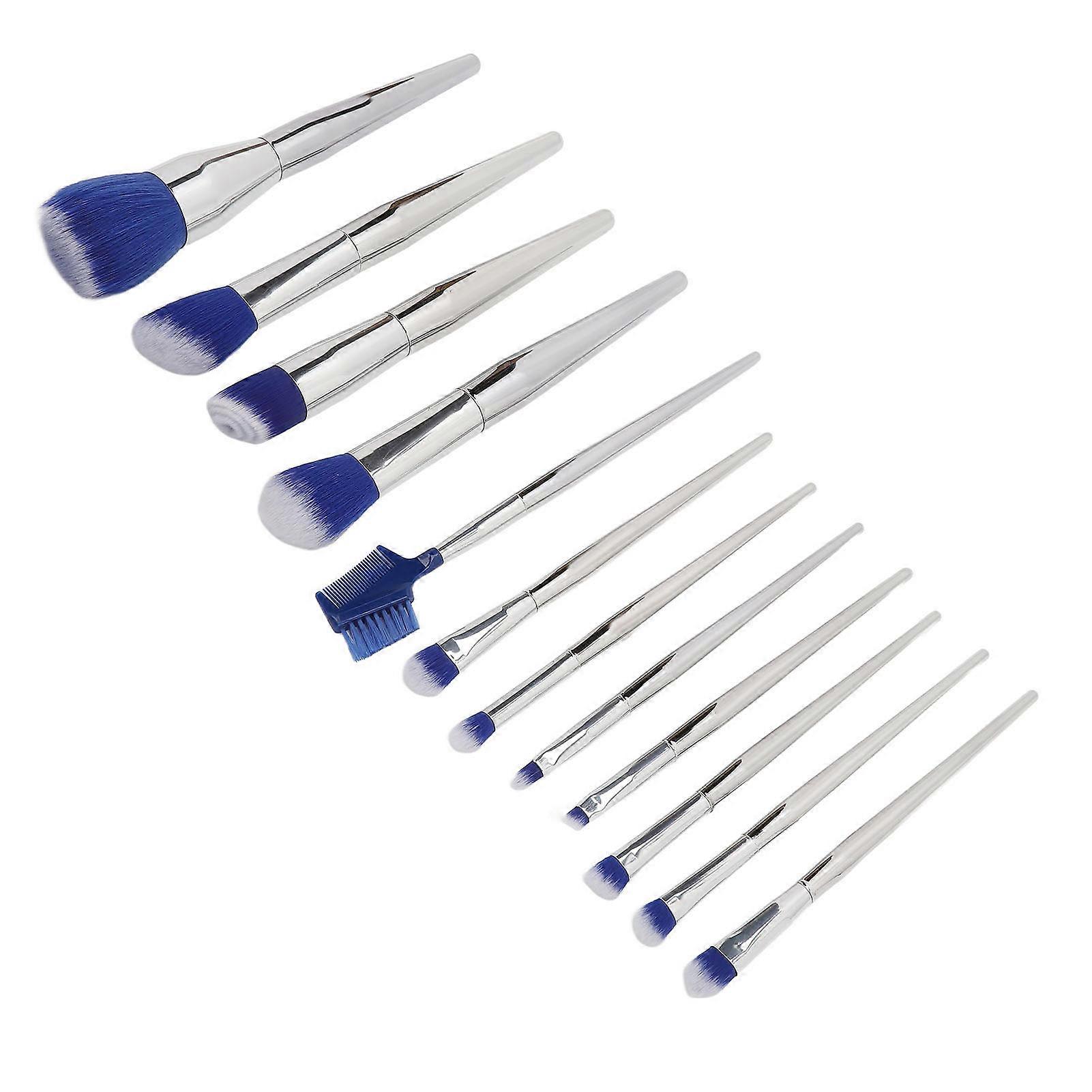 Makeup Brush Set Blue Series Soft Texture Aluminum Tube PU Storage Bag Portable 12pcs Cosmetic Shadow Brush