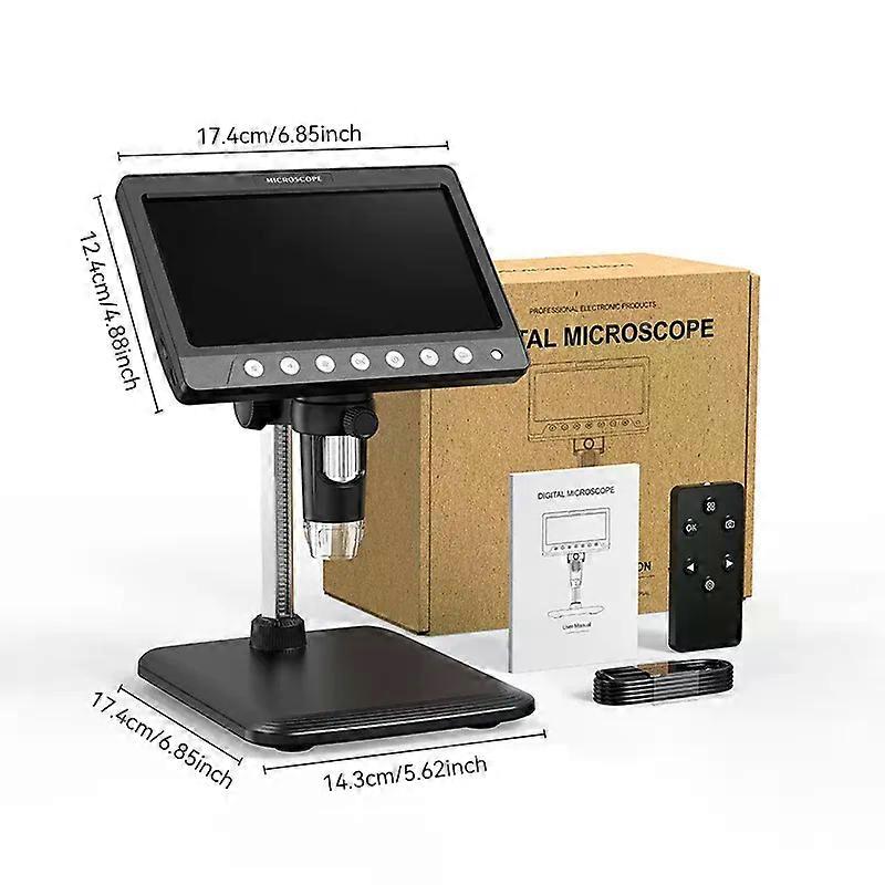 Office 7Inch IPS Digital Coin Microscope 5MP 1200X Ultra-Precise Focusing Camera 1080P Video Microscope 8 LED Lights for Coin Circuit